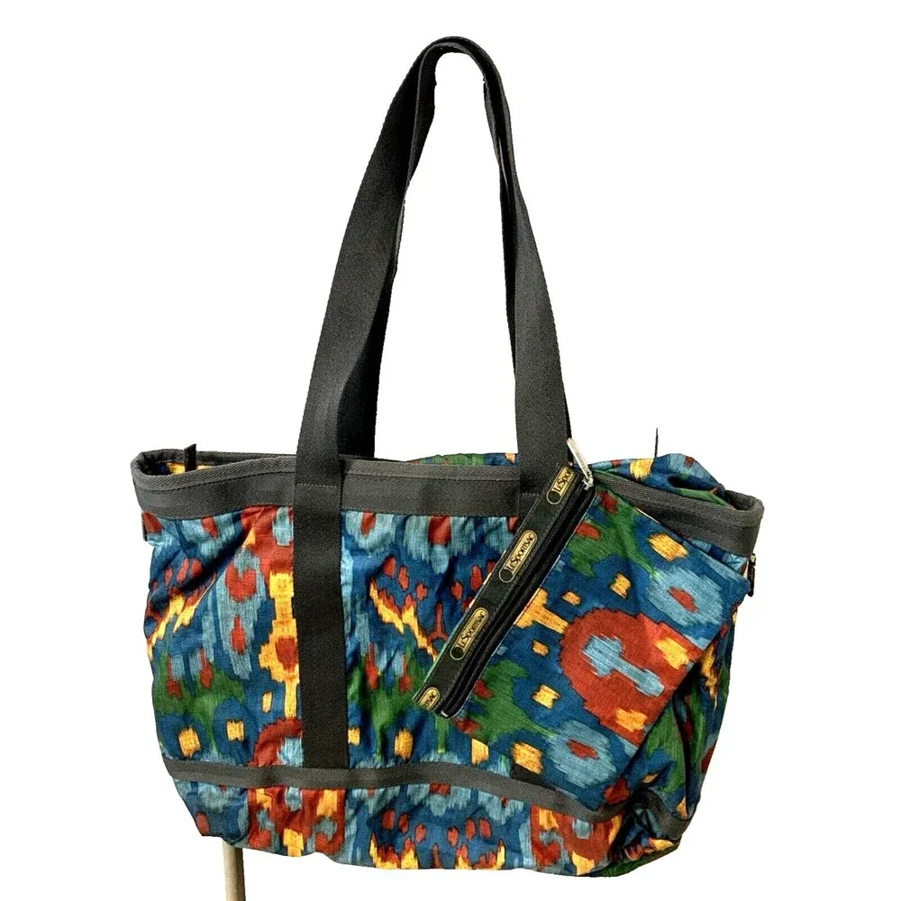 Lesportsac Southwestern Tribal Shoulder Tote Attached Makeup/Accessory Pouch - Picture 1 of 10